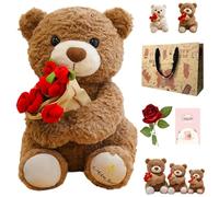 mondpfote Valentines Teddy Bear,25/30/40cm Plush Bear,Soft I Love You Gifts for Her&Him,Romantic Girlfriend Gifts,Cute Teddy Bear for Valentine's Day,Anniversary & Bedroom Decor (Brown,25CM)