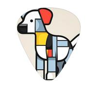 Mondrian abstractionism small animal printed guitar picks, 12-piece set with thin, medium, and thick styles, comes with a storage case