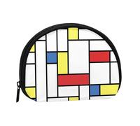 Mondrian Blocks, Women's Storage Bag Shell Makeup Bag Small Coin Purse Shell Change Pouch