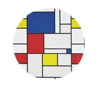 Mondrian Minimalist De Stijl Modern Art,8 in Round Mouse Pad, Waterproof Non-Slip Rubber Base Mouse Pad