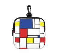 Mondrian Minimalist De Stijl Modern Art, Coin Purse Square Zipper Storage Bag, Change Pouch with Lobster Buckle Clasp Buckle, Change Purse