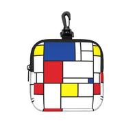 Mondrian Minimalist De Stijl Modern Art, Coin Purse Square Zipper Storage Bag, Change Pouch with Lobster Buckle Clasp Buckle, Change Purse