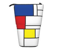 Mondrian Minimalist De Stijl Modern Art,Standing Pencil Holder Stationery Bag Pencil Pouch Organizer Telescopic Pencil Case