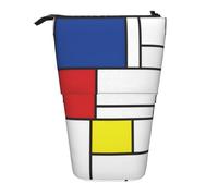 Mondrian Minimalist De Stijl Modern Art,Standing Pencil Holder Stationery Bag Pencil Pouch Organizer Telescopic Pencil Case