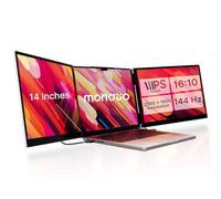 monduo 14" Pro Triple Laptop Glass Screen Extender, Dual 14" 2k Portable Monitors, 144Hz, 100% DCI-P3, 500 Nits, Aluminum Finish for 14" MacBook Pro & Windows, for Gaming, Creators, & Professional