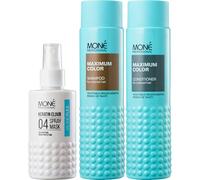 MONÉ PROFESSIONAL Leave in conditioner multi-benefits with heat protection spray + Shampoo & Conditioner set for coloured hair - Daily routine & All hair type (150ml + 300ml + 300ml)