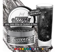 MONÉGASQUE Black Edible Glitter for Drinks 10g - Cocktail Shimmer for Drinks & Edible Glitter for Cakes - Halloween Cake Decorations & Drink Shimmer Powder - Black Food Colouring Spray Dust Cakes