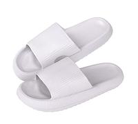MoneRffi Cloud Sliders Women Men, Pillow Sliders Slippers Non Slip Quick Drying Shower Slides, Super Soft Comfy Bathroom Sandals House Ladies Slippers with Cushioned Thick Sole(White,8-9)