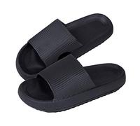 MoneRffi Cloud Sliders Women Men, Pillow Sliders Slippers Non Slip Quick Drying Shower Slides, Super Soft Comfy Bathroom Sandals House Ladies Slippers with Cushioned Thick Sole(Black,8-9)