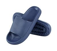 MoneRffi Cloud Sliders Women Men, Pillow Slides Slippers Non Slip Quick Drying Shower Slides, Super Soft Comfy Bathroom Sandals House Ladies Slippers with Cushioned Thick Sole(Navy Blue,8-9)