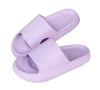 MoneRffi Cloud Sliders Women Men, Pillow Slides Slippers Non Slip Quick Drying Shower Slides, Super Soft Comfy Bathroom Sandals House Ladies Slippers with Cushioned Thick Sole(Purple,8-9)
