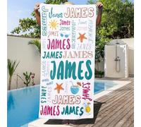 MoneRffi Personalised Beach Towel, Custom Beach Towels for Adults Kids, Lightweight Microfibre Towel, Quick Dry Personalised Towel for Swim Gym Beach Travel (Name C)
