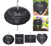MoneRffi Personalised Pet Memorial Plaque,Dog Memorial Gifts,Custom Remembrance Garden Stone,Bereavement Gifts for Loss of Dog Cat,Natural Slate Stand Grave Stones
