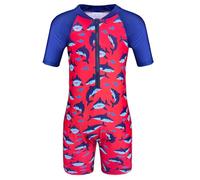 Moneric Boys One Piece Swimwear Kids Shark Swimming Costume Child Rush Guard UV Protection Swimsuit Beach Holiday Swim Wear Red 3-4 Years