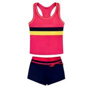 Moneric Girls Swimming Costume Two Piece Swimsuit Childs Kids Tankini Set Bathing Suit Racer Back Tops Swim Shorts Swimwear Summer Beach Holiday Sports Wear Vacation Clothes Red Age 8-10 Years