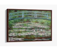 Monet Bridge Waterlily Pond Canvas Floater Frame Print Picture Art - Walnut Frame 24 inch wide x 16 inch high