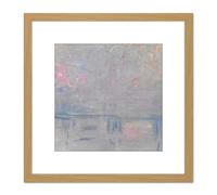 Monet Claude Charing Cross Bridge Crossed 8X8 Inch Square Wooden Framed Wall Art Print Picture with Mount Artery8 Light Oak One Size