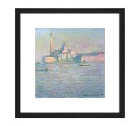 Monet Claude The Church San Giorgio Maggiore Venice Cropped 8X8 Inch Square Wooden Framed Wall Art Print Picture with Mount Artery8 Black One Size