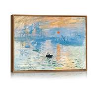 Monet Impression Sunrise Framed Canvas Wall Art Reproduction Classic Seascape at Sunrise Wall Painting Abstract Ocean Voyage Canvas Art Prints Picture Home Decor for Living Room Bedroom Office 40X60cm