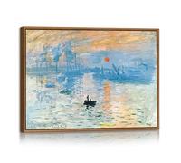 Monet Impression Sunrise Framed Canvas Wall Art Reproduction Classic Seascape at Sunrise Wall Painting Abstract Ocean Voyage Canvas Art Prints Picture Home Decor for Living Room Bedroom Office 30X40cm