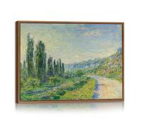 Monet Impressionist Landscape Framed Canvas Wall Art Reproduction, Banks of the Seine near Vétheuil Wall Painting Classic Nature Canvas Art Prints Picture Home Decor for Living Room Bedroom 40X60cm