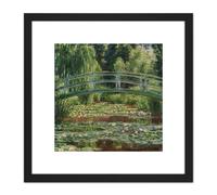 Monet Japan Footbridge Water Lily Painting 8X8 Inch Square Wooden Framed Wall Art Print Picture with Mount Artery8 Black One Size