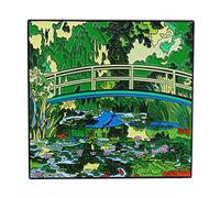Monet Painting Water Lilies and Japanese Bridge Pin Oil Painting Pin Art Style Enamel Pin Metal Lapel Pin Art Student Graduation Badge Suitable for Hat Jacket Canvas Bag, Zinc
