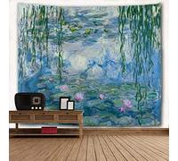 Monet Tapestry Water Lilies Flowers Wall Tapestry Art Home Decor Polyester Tapestry Wall Hanging for Living Room Bedroom Bathroom Kitchen Dorm 60 x 40 Inches