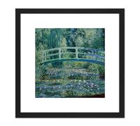 Monet Water Lilies Japan Bridge Painting 8X8 Inch Square Wooden Framed Wall Art Print Picture with Mount Artery8 Black One Size