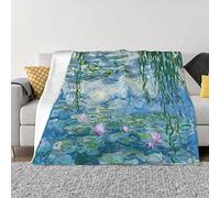 Monet Water Lilies Soft Blanket All Season Fuzzy Throw Warm Lightweight Blanket Flannel Blankets Fleece Throws for Bed Sofa Couch Travel Home Living Room Decor 80"x60"