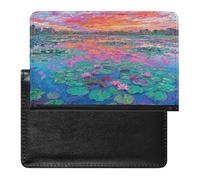 Monet Waterlily Passport Holder Vaccine Card Holder Waterproof Passport Wallet Travel Document Organizer for Airport Essentials