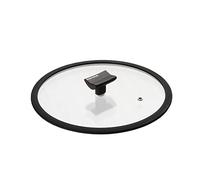 Moneta 0004124526 Flat Cover, Silicone Edge and Ladle Knob, 26 cm, Transparent And Black, 0004124526