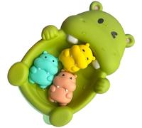 Monetais 1 Set Baby Bath Toys Cute Animal Shaped Floating Toddler Bath Toys Stackable Interactive Hole-Free Soft Squeeze Set for Infant Babies Kids, Hippo