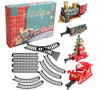Monetais 14Pcs Electric Train Set for Kids Light & Sounds Simulated Christmas Train with 4 Carriages Classical Christmas Sets with Tracks for Boys & Girls