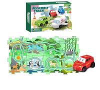 Monetais 1Set Puzzle Racer Kids Car Track Set 9x6x2 Inch Themed Educational Puzzle Racer DIY Assembling Battery Operation Electric Race Car Track Set for 3+ Years Old Boy Girl, Style 2