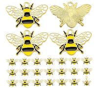 Monetais 24Pcs Bee Charm, Gold Black Colorful Enamel Oil Drip Bee Charm for Jewelry Making, Cute Alloy Honeybee for Arts Crafts Making, Party Decorations Party Decorations