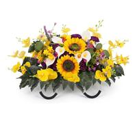 Monetais 25.59x13.78 Inch Headstone Flower Saddle, Realistic Artificial Cemetery Flowers for Grave