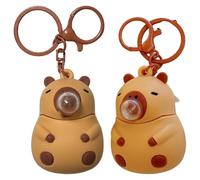 Monetais 2Pcs Capybara Keychain, Squeeze to Blow Bubbles Silicone Capybara Car Accessories Hanging Figurine Bag Charm Cute Key Chain for Women, Men, Teens