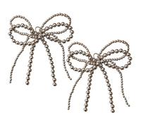 Monetais 2Pcs Shoe Clips Elegant Silver Bowknot Acrylic Shoe Clips Charm with Buckle for Sneakers DIY Beaded Bows for Wedding, Taking-Photos for Women, Girl Decorative