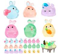 Monetais 30Pcs Micro Landscape Cute Mini Bunny Figurines, Resin Glow in the Dark Rabbit Shape Miniature Animals Figures for Garden DIY Home Decorations Mini Resin Animals