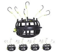 Monetais 5 Set Bait Cage Fishing Hook, Adjustable Quick & Effortless Bait Traps, 6-Hook Reverse Bottom Carp Fishing Rig for Carp Tilapia Catfish