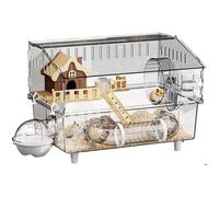 Monetais Acrylic Hamster Cage - 18in Spacious Hamster Habitat with 9Pcs Accessories Including Cozy Wooden House for Dwarf Hamsters, Gerbils, and Pet Mice Acrylic Cage