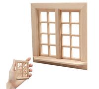 Monetais Dollhouse Accessories 4x4 Inch 1:12 Wooden Unpainted Window | Smooth DIY miniature prop for dollhouse rooms furniture and crafts