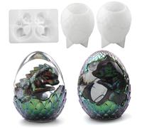 Monetais Dragon Egg, 3pcs Dragon Egg & Dinosaur Silicone Molds, Mirror Silicone Resin Casting Molds for Diy Crafts & Home Decor Shaped for Baking