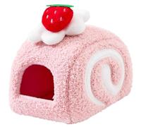 Monetais Hamster Bed, Strawberry Roll Cute Shape Rat Bed, Small Animal Cage Accessories for Mini Small Animal Mice, Chinchillas, Dwraf Hamsters