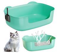 Monetais High Sided Litter Box 16x11x6 Splash-Proof Plastic Low Entry Litter Box with Shovel Cute Ear Shape Cat Toilet for All Breeds Kitten Rabbit