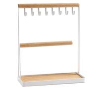 Monetais Jewelry Stand Organizer, 3-in-1 Jewelry Towers with 8 Hooks & Bars & Tray Bracelet Display Multi-Use Key Tray for Home & Store