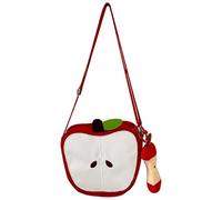 Monetais Kawaii Purse Cute Shaped Fruit Purse with Plush Seed Pendant & Adjustable Strap Crossbody Novelty Apples Bag for Women Girls