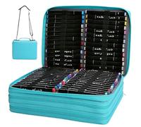 Monetais Marker Bag 168 Slot 3 Layer Marker Case with Zipper, Tote & Shoulder Strap Portable Oxford Cloth Water Color Pen Organizer for Artist, Art Student Organizer