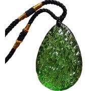 Monetais Moldavite Necklace, Green Glass Irregular Shape Moldavite Crystal Pendant with Necklace String, Czech Gemstone Rough Crystal Energy Stone Gemstone